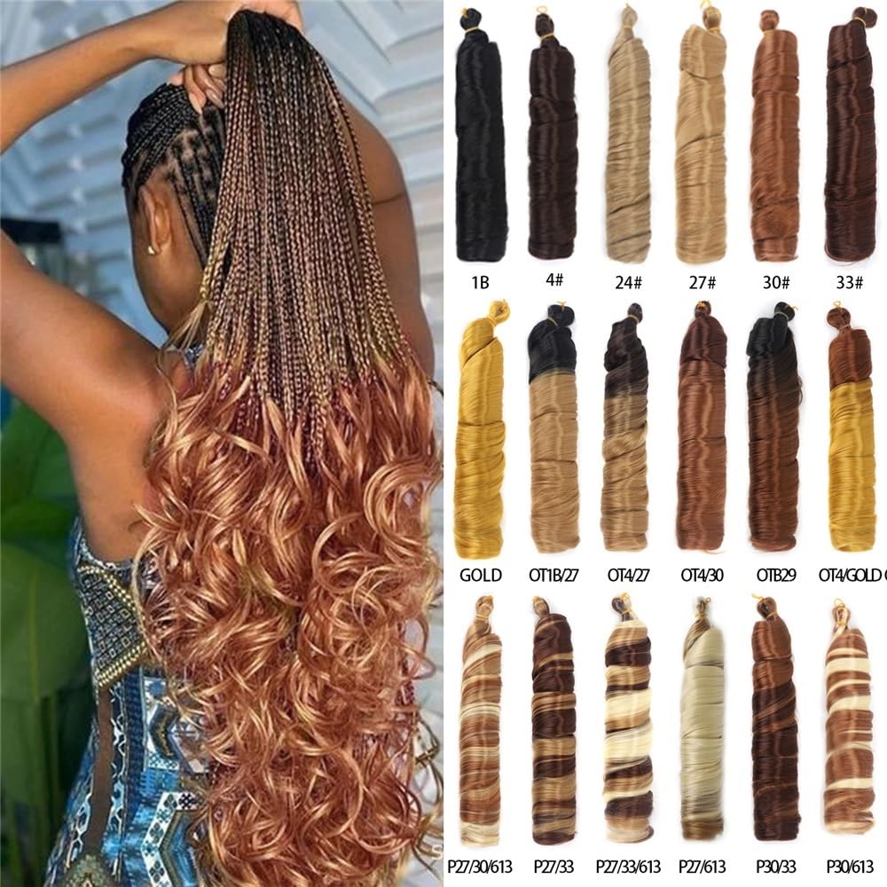 French Curl Braiding Hair 24 cale 6 sztuk Bouncy Loose Wave Peruki Szydełkowe warkocze Przedłużenia dla Kobiet Włosy Klip In (OTB29#)