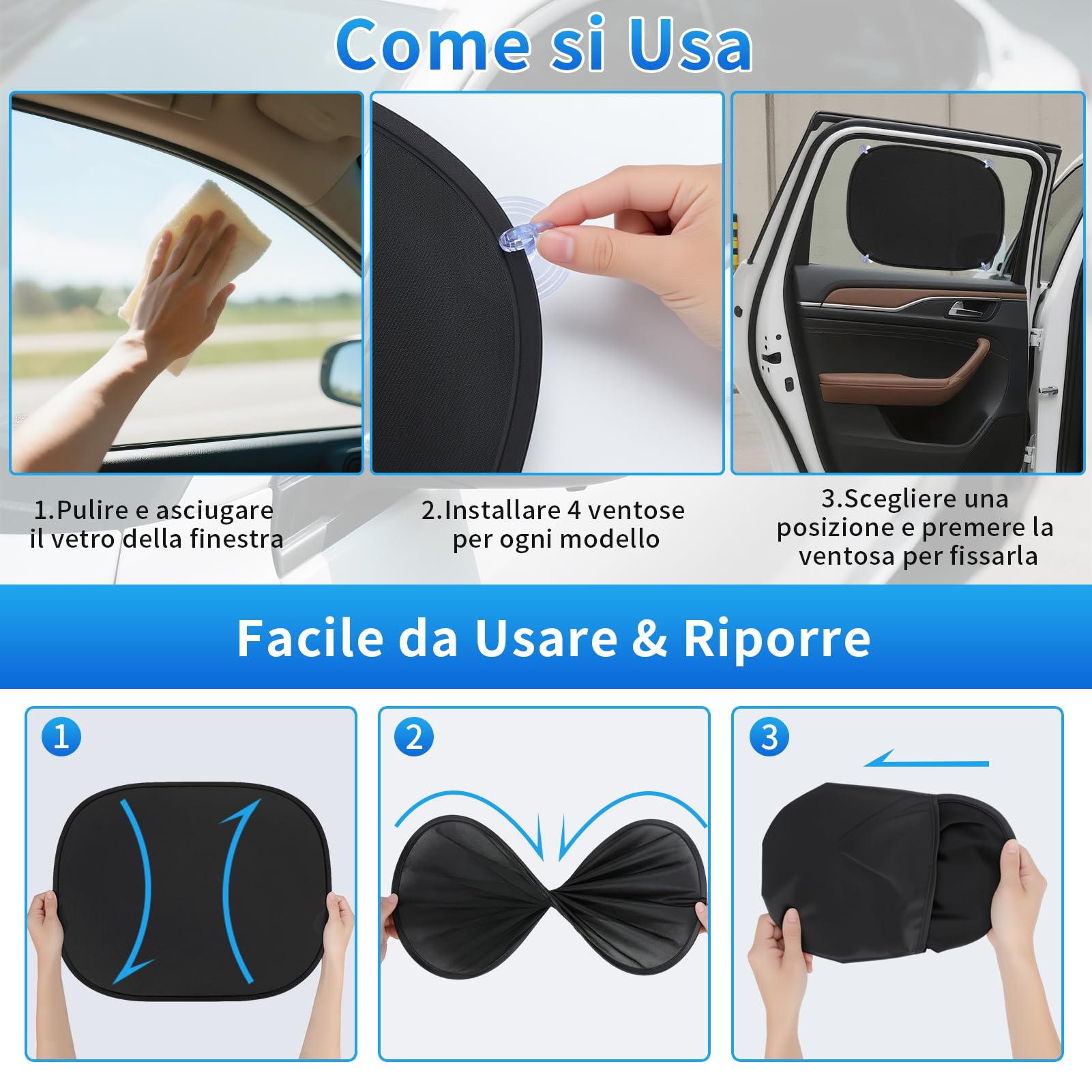 Kiiwah 2 Pezzi Tendine Parasole Auto Bambini, Protezione UV, Finestrini Laterali con 8 Ventose