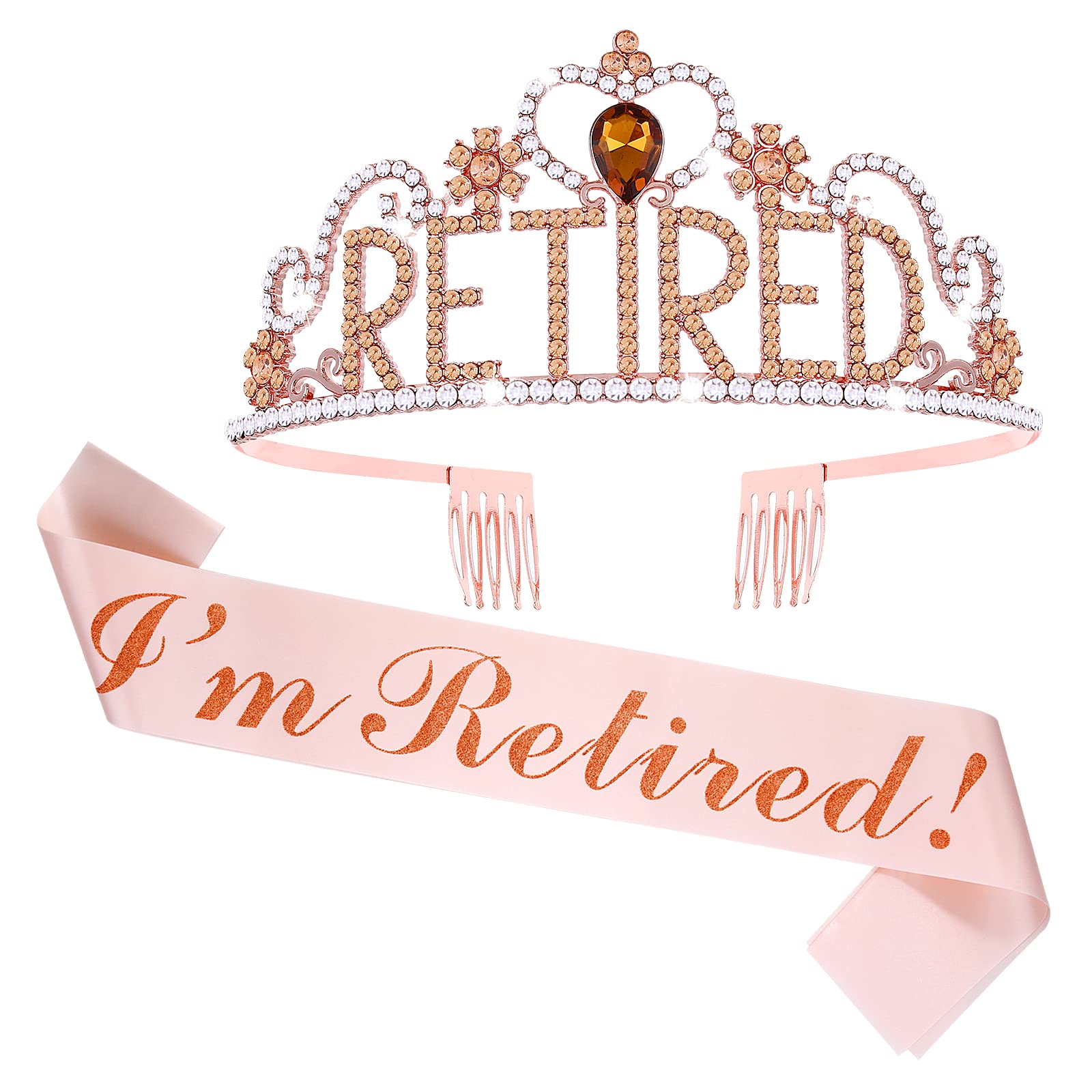 Set Fascia E Corona Per Pensionamento Da Donna - Tiara Con Striscione 'RETIRED' - Decorazioni Festa Pensione - 3