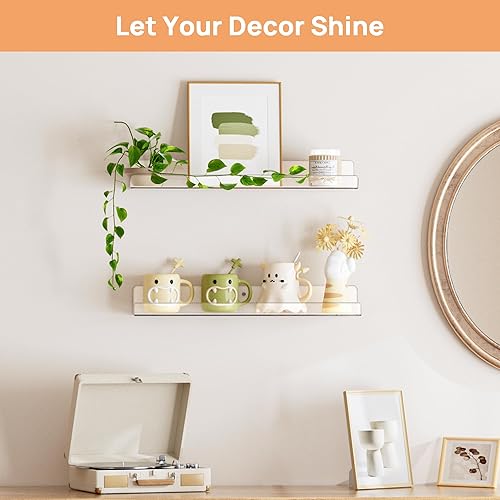 Miniatura 2 de upsimples Estantes de acrílico transparente para almacenamiento en la pared, estantes flotantes de acrílico de 15 pulgadas montados en la pared,