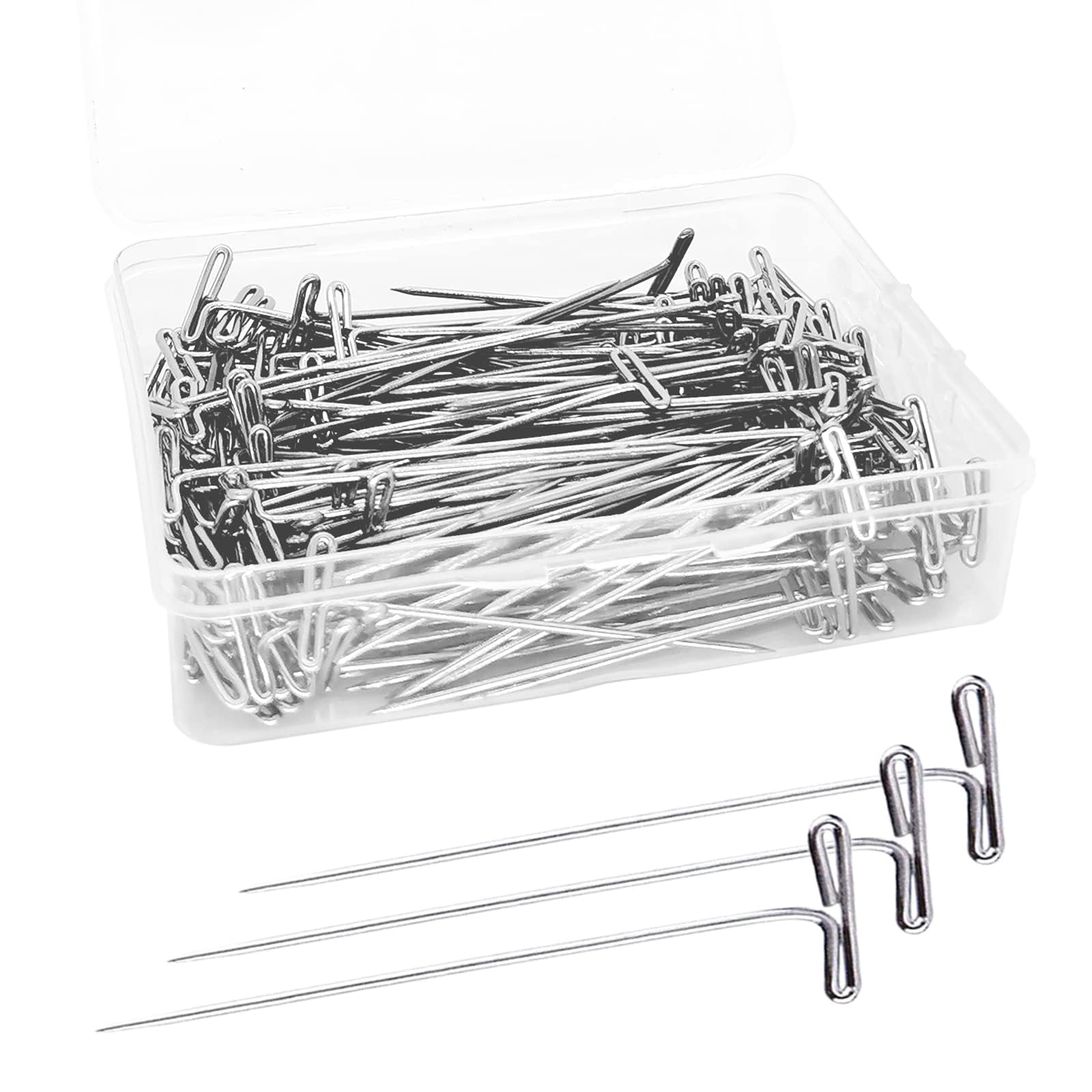 TERRIFI Wig T-Pins, 2 Inch Stainless Steel Pins for Foam Head, Blocking, Sewing, Craft, Knitting, and Office Wall