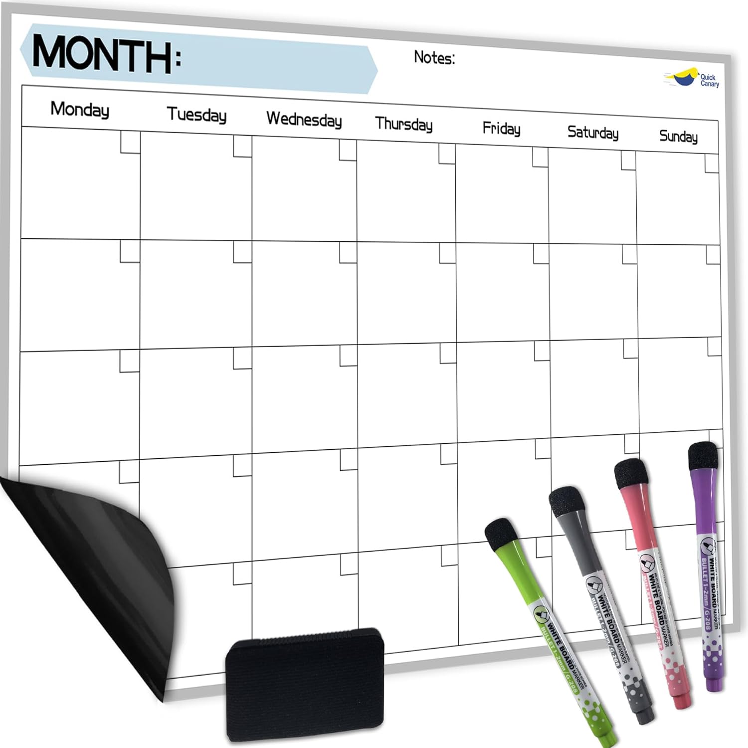 Monthly Magnetic Calendar for Refrigerator – 17×12” Dry Erase Fridge Calendar Magnet – Starts Monday, Organizes 2025 Schedules, Chores, Meals, More – Whiteboard with 4 Markers & Eraser by Quick Canary Monthly Magnetic Calendar for Refrigerator – 17×12” Dry Erase Fridge Calendar Magnet – Starts Monday, Organizes 2025 Schedules, Chores, Meals, More – Whiteboard with 4 Markers & Eraser by Quick Canary