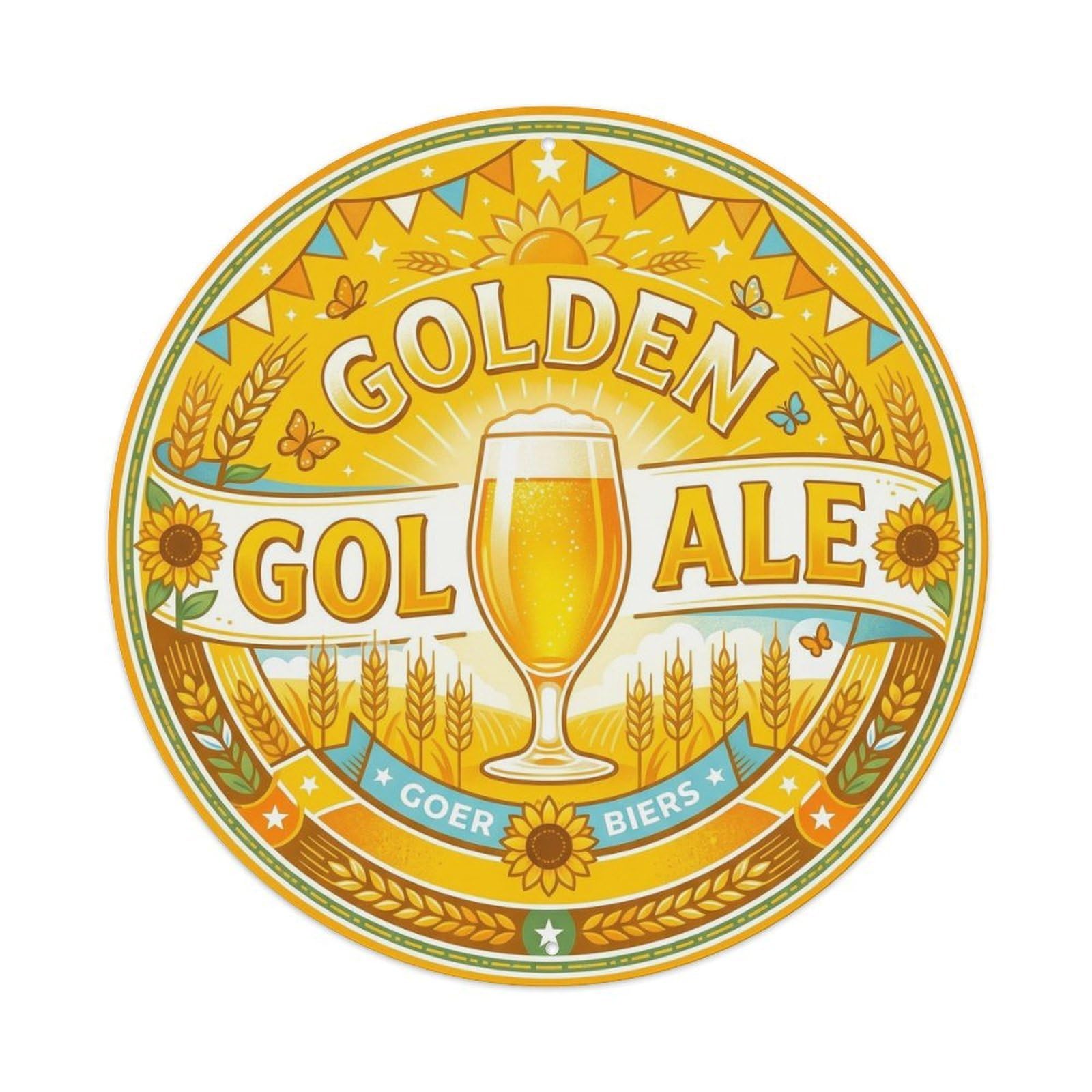 Traditional Golden Ale Beer Brewery Culture Keg Tap Metal Tin Sign