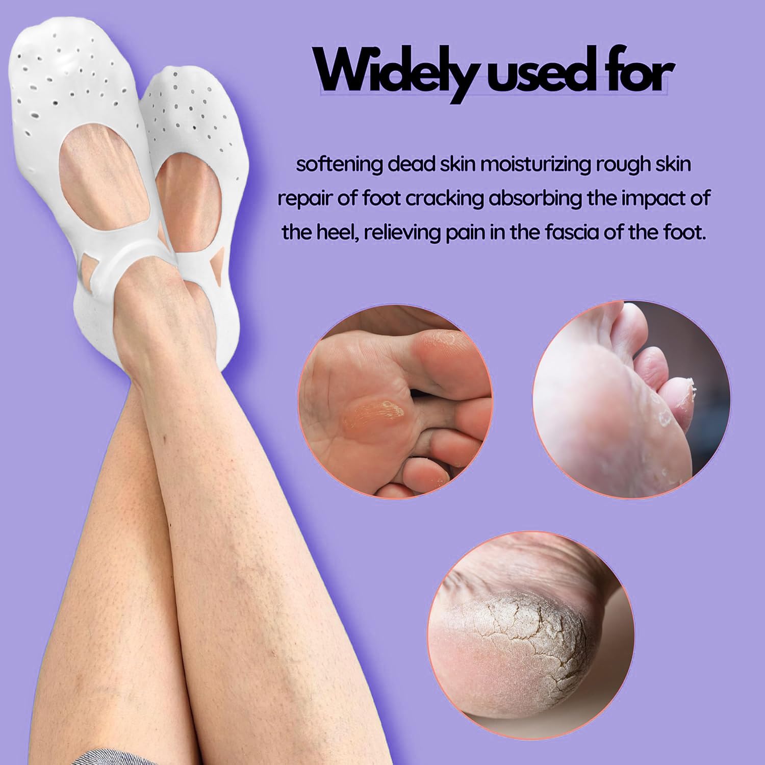 SUPERSTUD Silicon Socks For Cracks for Women/Men, Professional Moisturizing Silicone Gel Socks with Arch Support, Treatment for Dry Crack Feet Hydrating Spa Socks for Heel Repair (WHITE, Free Size) - Image 4 thumbnail
