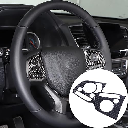 Miniatura 3 de Cubierta de botón interior de volante de automóvil de fibra de carbono real suave 3D, kit de decoración compatible con Honda Pilot 2019-2022,