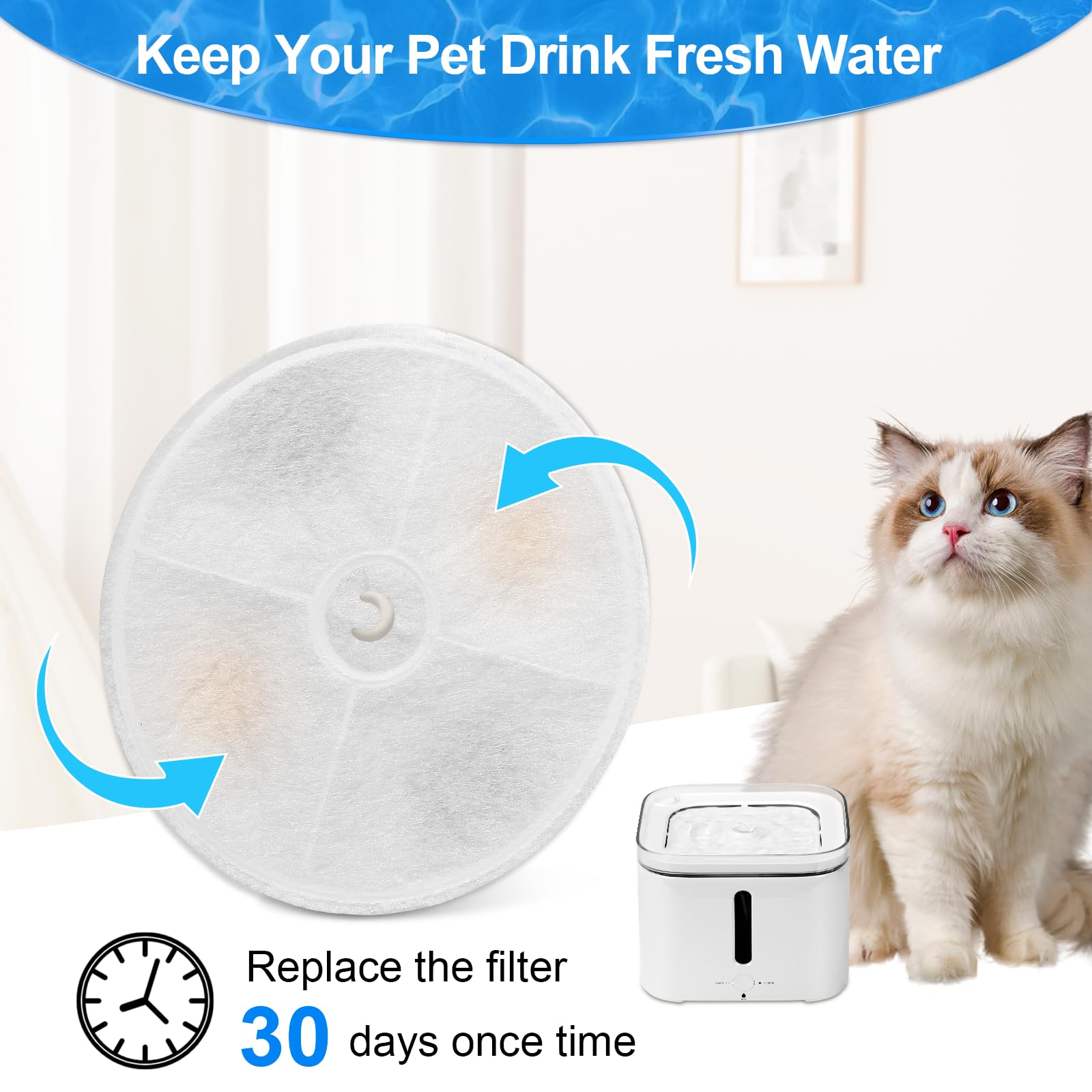 Unidades de filtro mejoradas 3.0 para fuentes de agua para gatos E versweet 2S/3/3 Pro, E versweet Solo/Solo SE y más, repuesto de filtro de fuente de agua para mascotas (10 piezas)