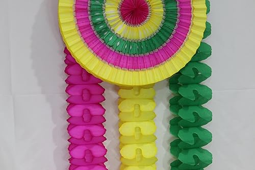 Miniatura 6 de Devra Party Paquete de 6 abanicos de papel de seda a rayas de 16 pulgadas (negroblanco)