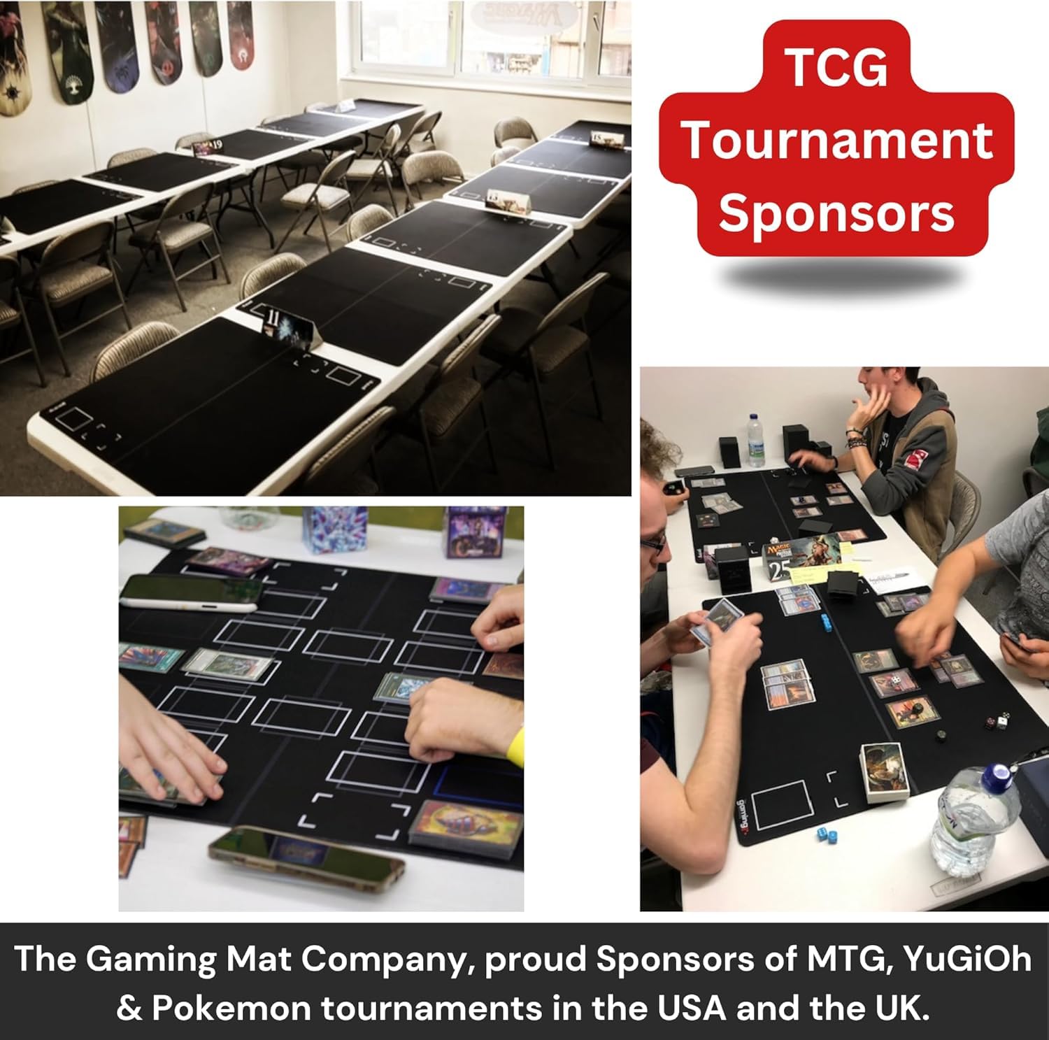 The Gaming Mat Company 84x84 cm Premium Spielmatte – Schwarz – für Poker, Domino, Bridge, Mahjong – Kartenmatte, Spielunterlage, rutschfeste Tischauflage, quadratische Spielmatte