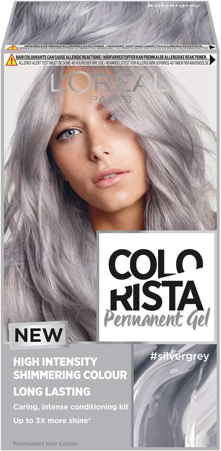 L'Oréal Paris Colorista Permanent Gel Hair Dye, Long-Lasting and Vibrant At-Home Hair Colour, High-Intensity Hues with Up to 3x More Shine, Colour: Silver Grey