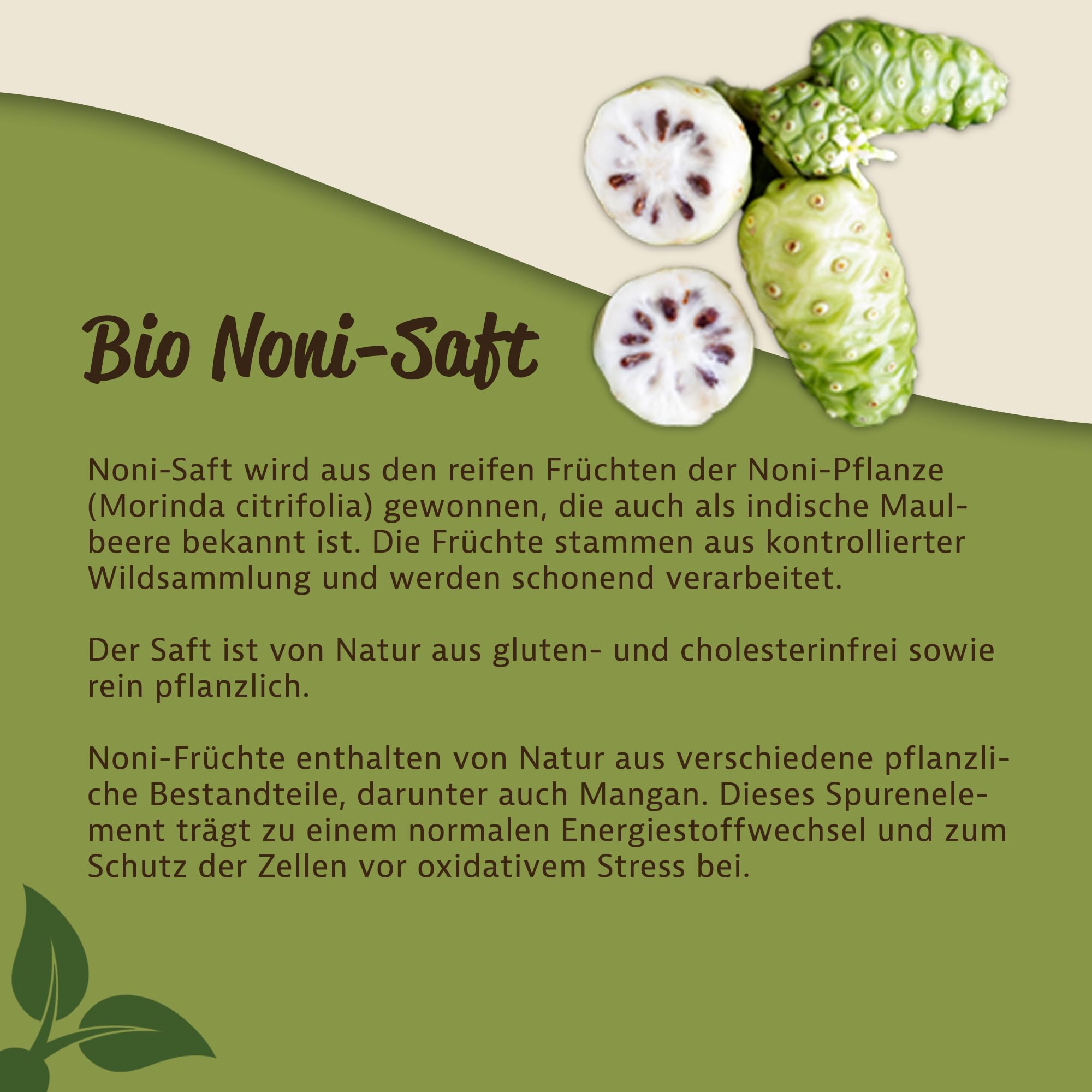Mynatura Bio Noni-Saft 6x 1 Liter Glasflasche I Noni Direktsaft I 100% pflanzlich I Ohne Zusätze I Fruchtsaft aus Morinda citrifolia L. (6 x 1L Flasche)