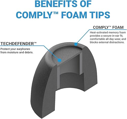 Miniatura 3 de Comply TW-400-C TrueGrip Pro Earbud Tips para JLAB, Bowers & Wilkins PI7, PI5, Technics EAH-AZ70, Tune 125TWS, Sennheiser Momentum True Wireless 3 y
