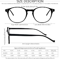 Vista 2 de VIDEBLA 5-Pack Reading Glasses Blue Light Blocking, Fashion Round Computer Readers Women Men Clear Lens Anti UV/Glare (5 Mix Color, 0.50)