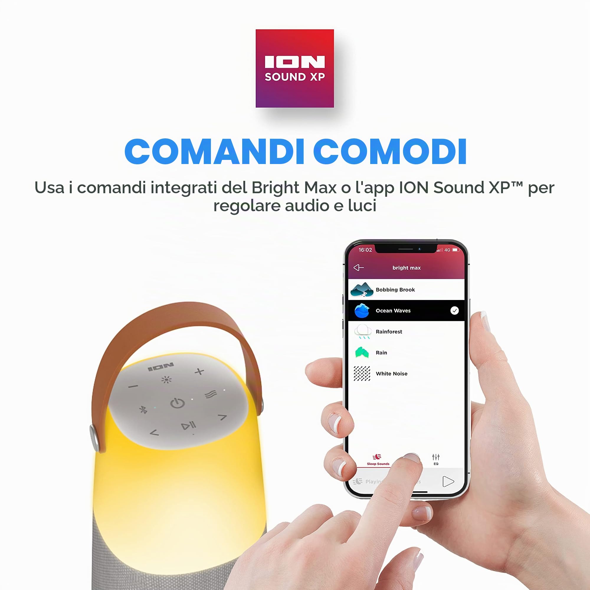 ION Bright Max Altoparlante Bluetooth Portatile Resistente all'Acqua 60W | Suono a 360 Gradi, Illuminazione, Suoni d'Ambiente, Tecnologia Multi-Sync e Batteria Ricaricabile