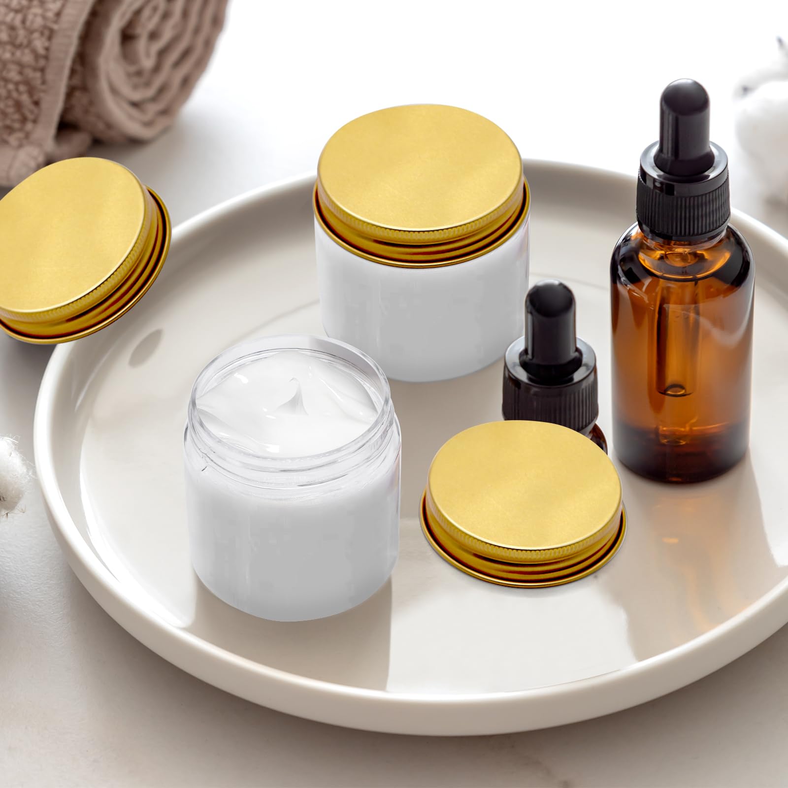 20 barattoli per crema da riempire, 60 ml, contenitori trasparenti con coperchio ed etichetta, contenitore