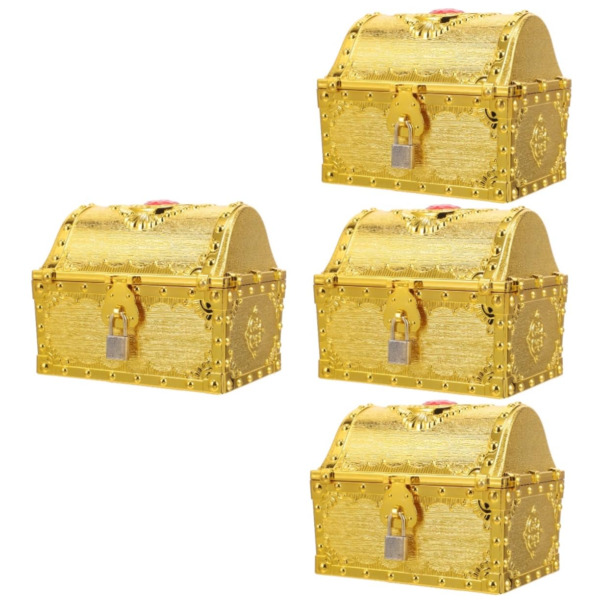 PartyKindom 4Er Schachtel Schatztruhe der Piraten halloween dekoration halloween decoration verstauungsboxen takı kutusu Schmuck Zubehör Piraten-Schatztruhe Schatztruhe zur Dekoration Plastik
