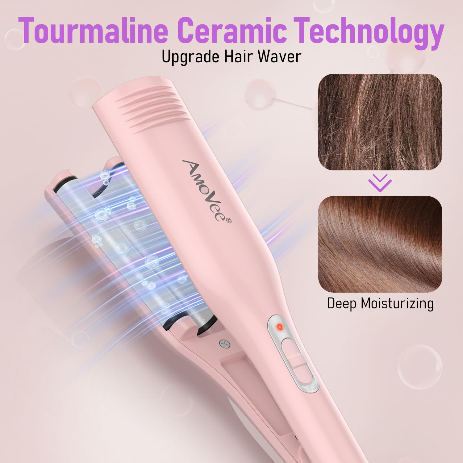 Hair Crimper, Professional 1/2 Inch Curling Iron, 3 Ceramic Barrels Hair Waver with Small Negative Ions, Dual Voltage for Home and Travel - Image 6