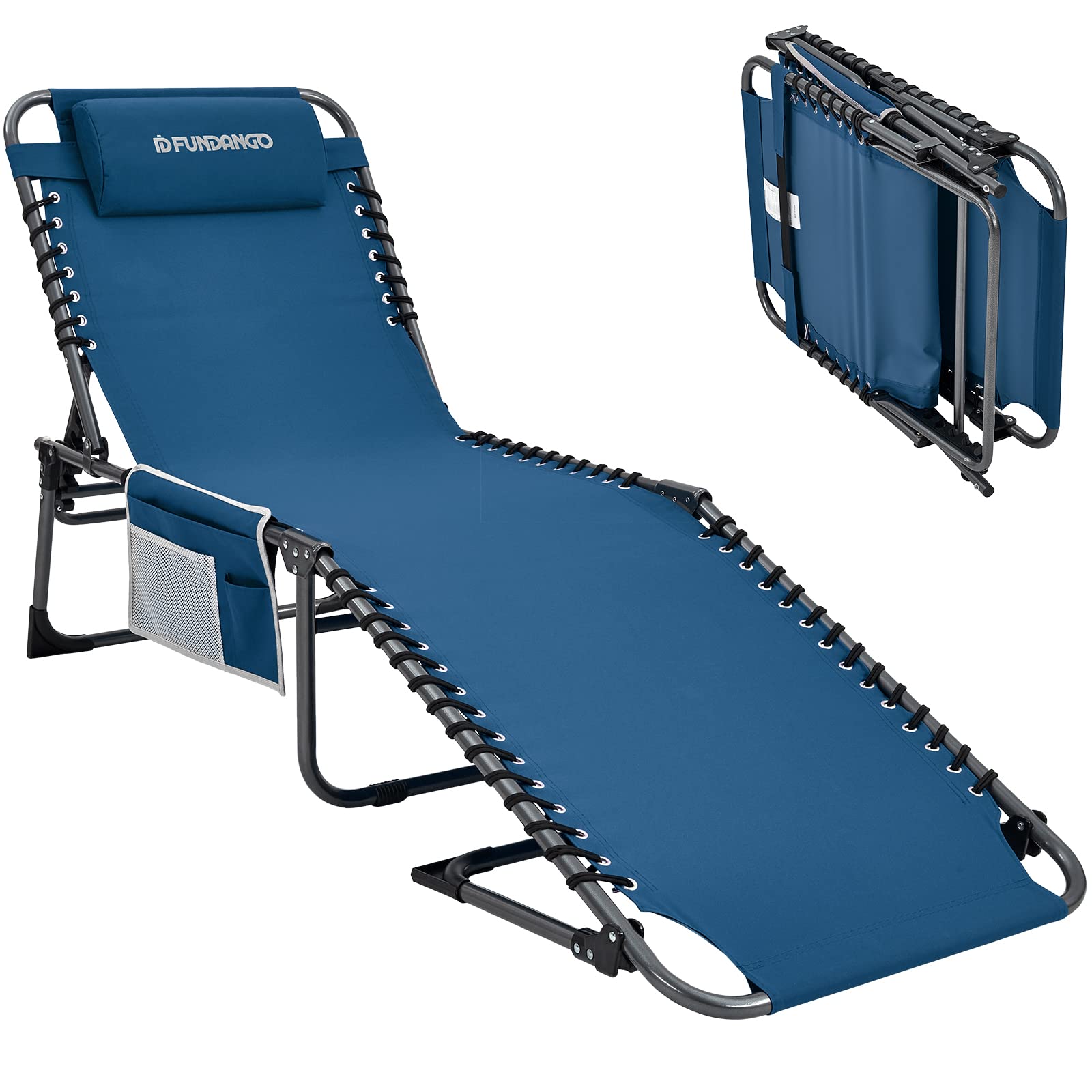 Buy FUNDANGO Folding Chaise Lounge Chair for Outdoor, Lawn, Patio