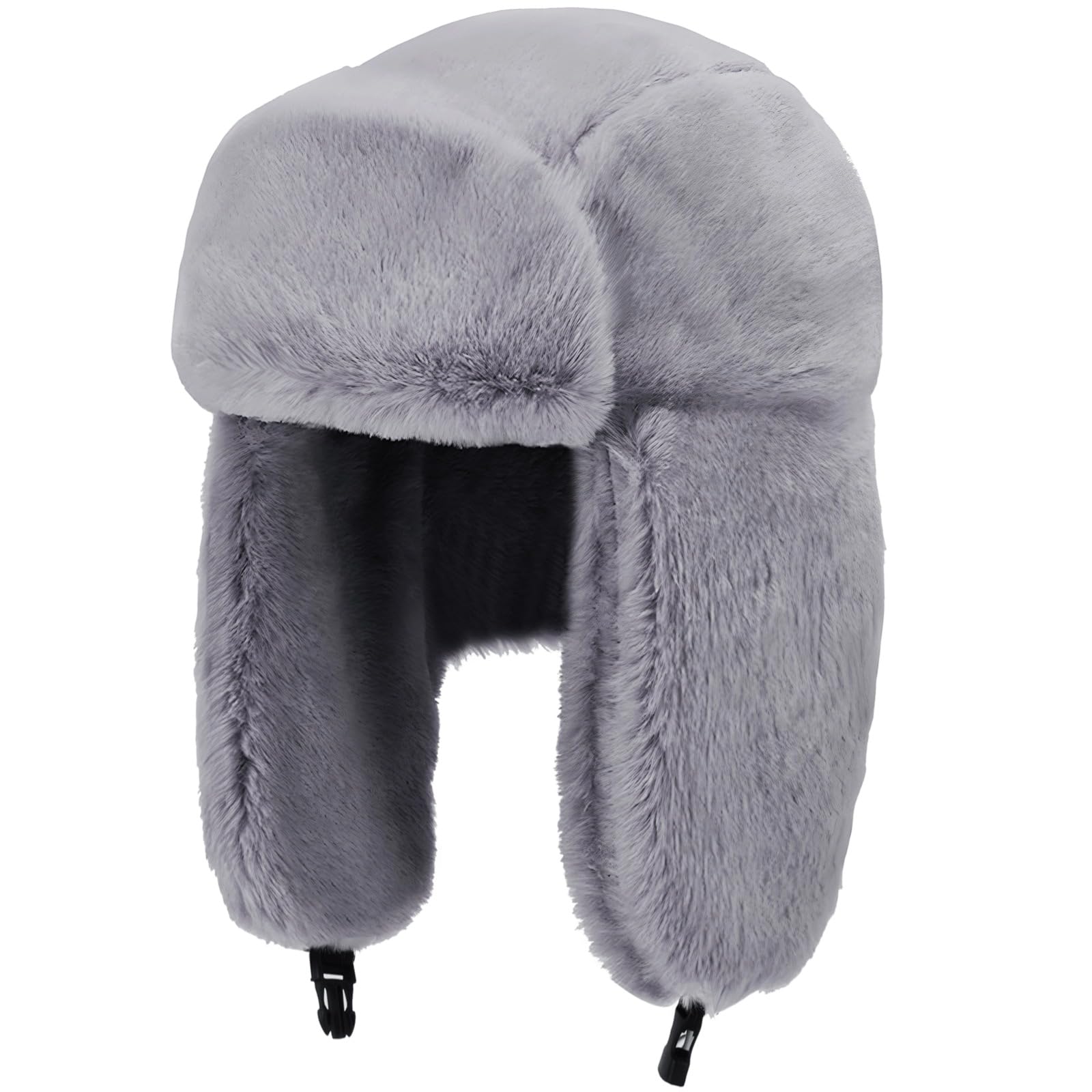 Cozy Plush Winter Hats Men Women Trapper Trooper Hat with Earflaps Windproof Russian Ushanka Hats Outdoor Skiing Cap (US, Alpha, One Size, Gray)