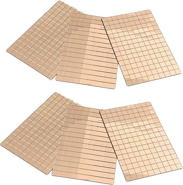 Lustrzane płytki mozaikowe, różowe złoto, 10 x 10 mm, 6 arkuszy, samoprzylepne, z prawdziwego szkła, rzemiosło, ponad 850 szt.