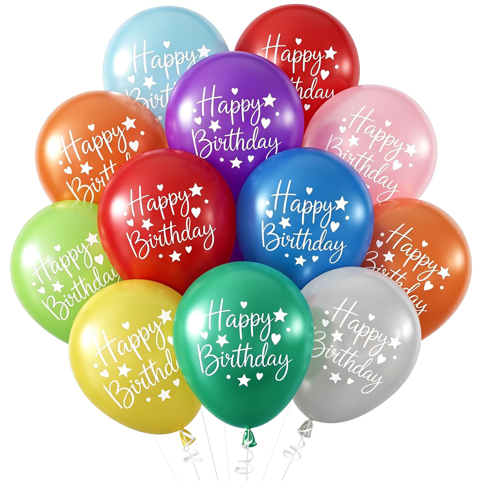 Rainbow Happy Birthday Balloons,24PCS Shiny Balloon, Happy Birthday Letters