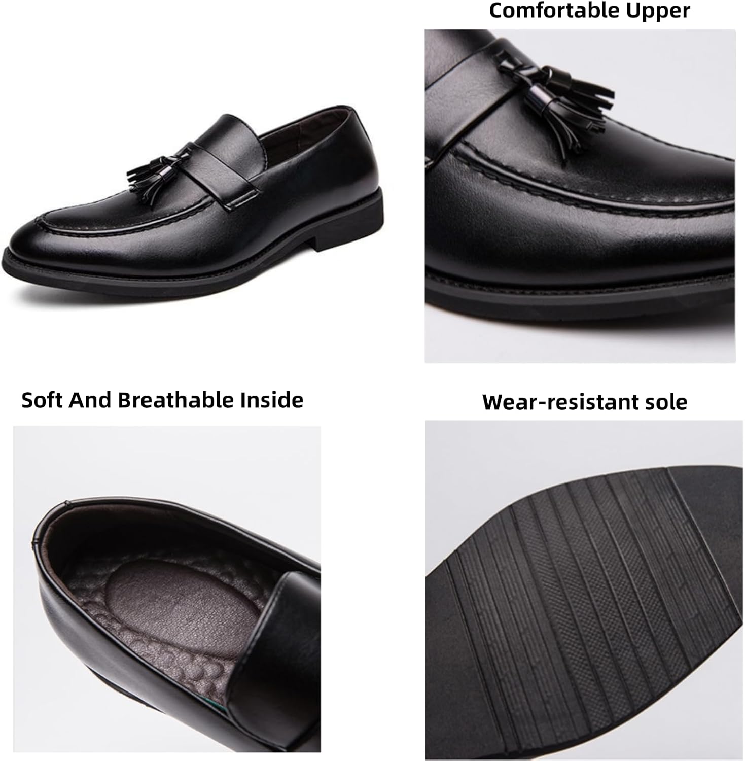 Men's Genuine Leather Slip On Tassels Loafers Classic Casual Dress Penny Loafers Vintage Formal Business Wedding Smoking Shoes - Image 5