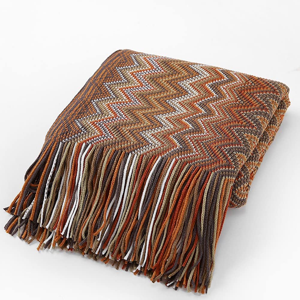 JANRONBlanket, Sofa Chair Cover Bohemian Style Throw Blanket with Tassels Dustproof, Armchair Bed Non-Slip Sofa Cushion Cover Blanket for Fluffy Bed Bedroom Couch Travel Accessories