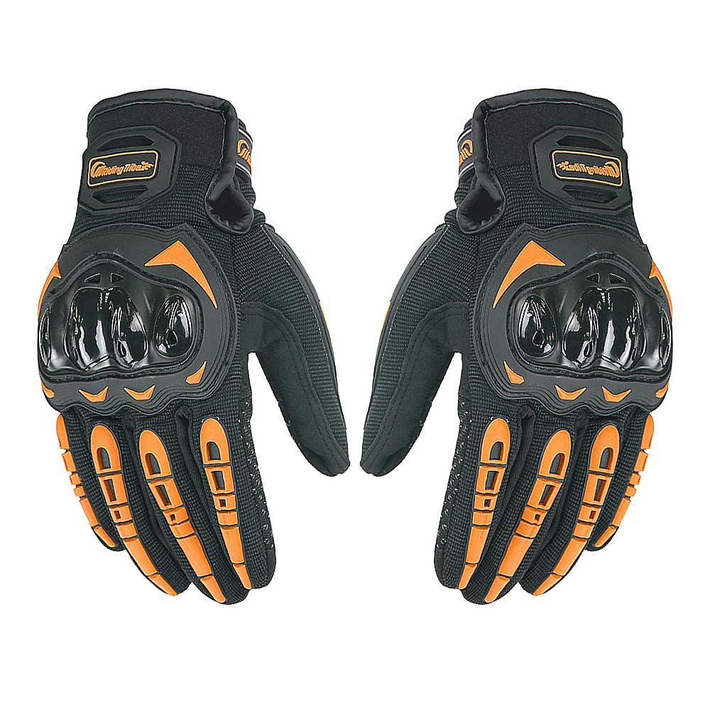 WANGBINGXING Motorradhandschuhe Motorradhandschuhe Wearable Sport Full Finger Fäustlinge Moto Schutzausrüstung Moto Racing Handschuhe Motorrad Handschuhe(Orange,XL) Auto & Motorrad