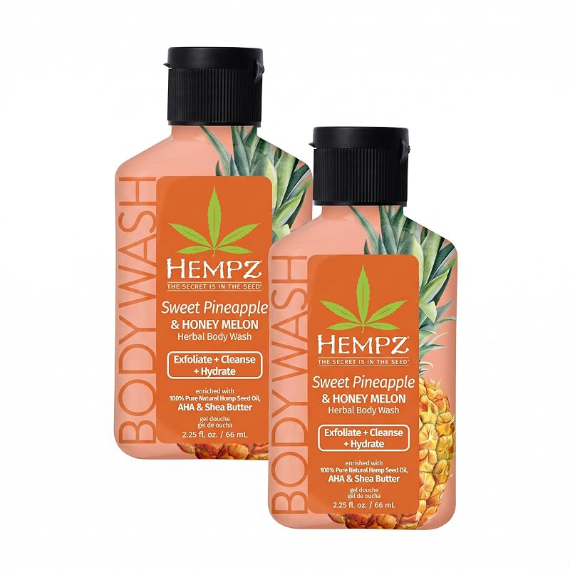 Sabonete líquido corporal Hempz Sweet Pineapple & Honey Melon, 66 mL, pacote com 2