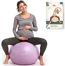 Trideer Pregnancy Birthing Ball, 1.7mm Extra Thick Yoga Ball for Maternity, Labor, Physio, Recovery, Exercise Guide & Daily Comfort Tips for All Trimesters, 1000LB Anti-Burst Non-Slip Stability Ball