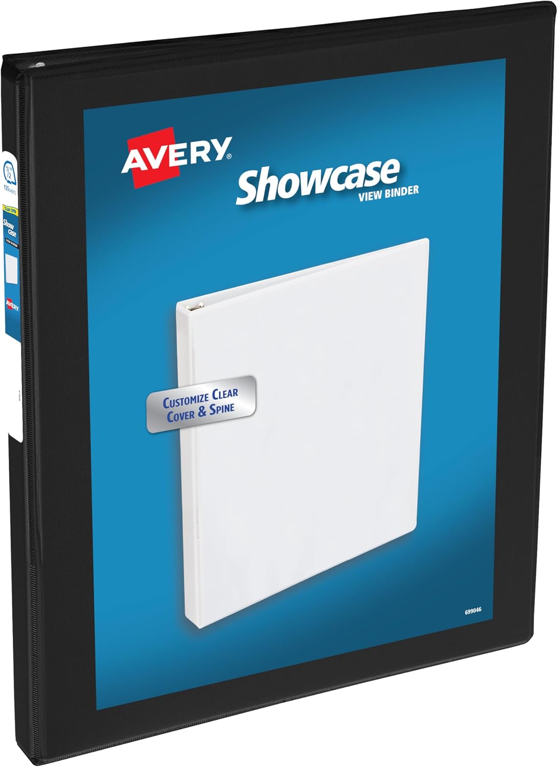 Avery® Showcase 3 Ring Binder, 0.5" Slant Rings, 1 Black Binder