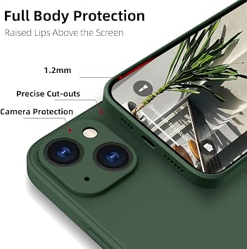 Silicone Case for iPhone 13 Ultra Thin Slim with Microfibre Scratch-Resistant Protective Case Dark Green