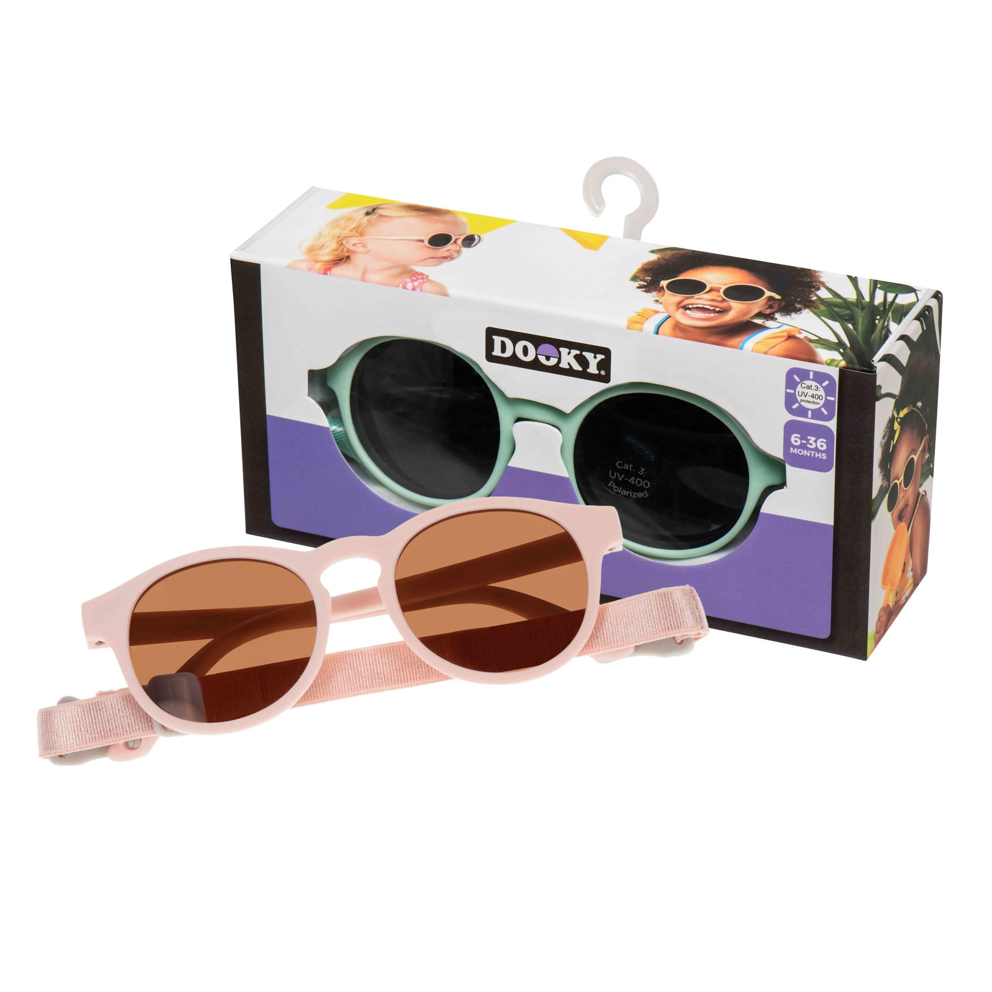 Dooky Unisex Baby Sunglasses, Cat.3 UV-400 Protection, Polarized, Unbreakable, Scratch-Resistant, Anti-Reflective, Shatterproof Lens, Adjustable and Removable Strap, Luxury Pouch Included, 6-36 Months