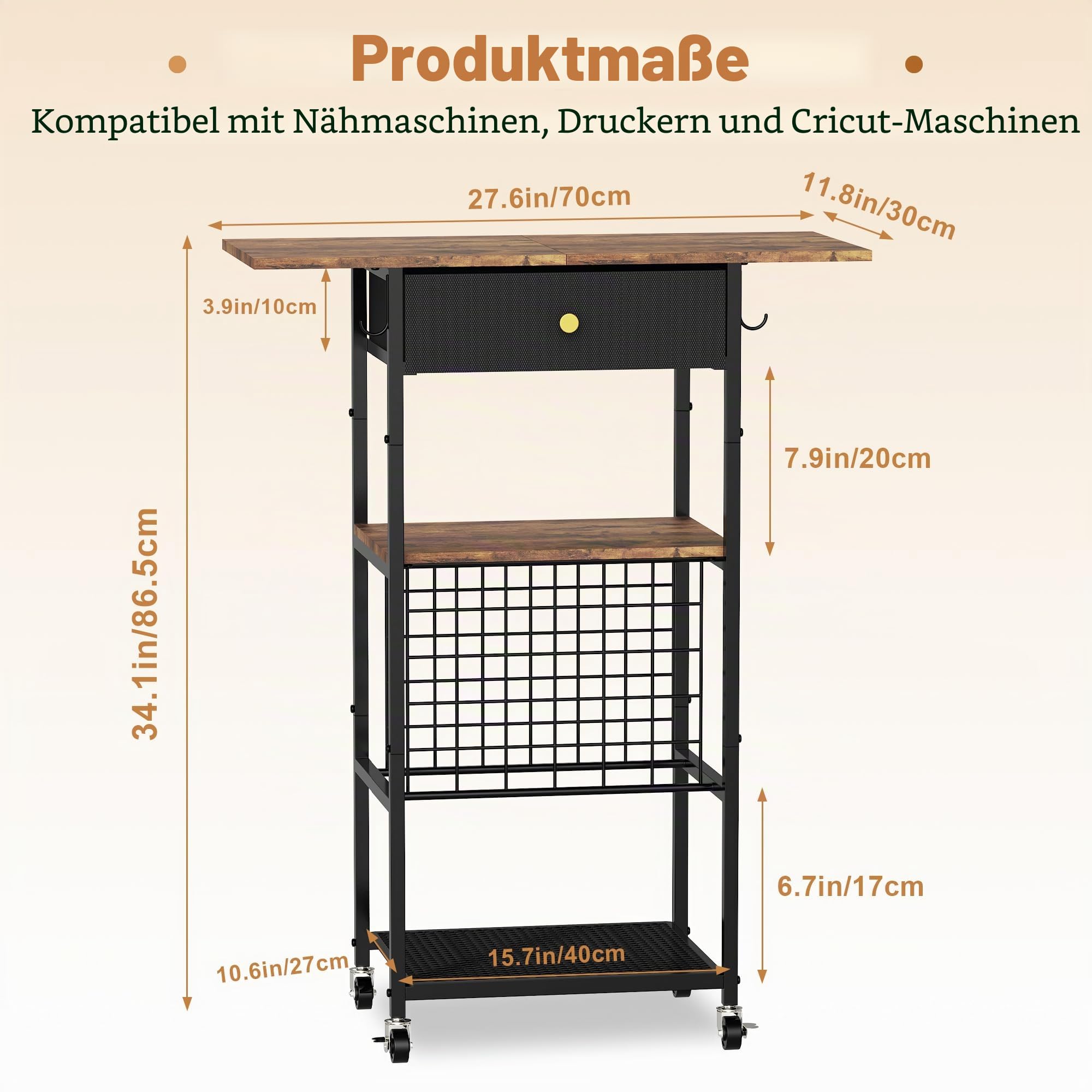 Yitexin Aufbewahrungswagen mit 30 Vinylrollenhaltern und Schublade, kompatibel mit Cricut