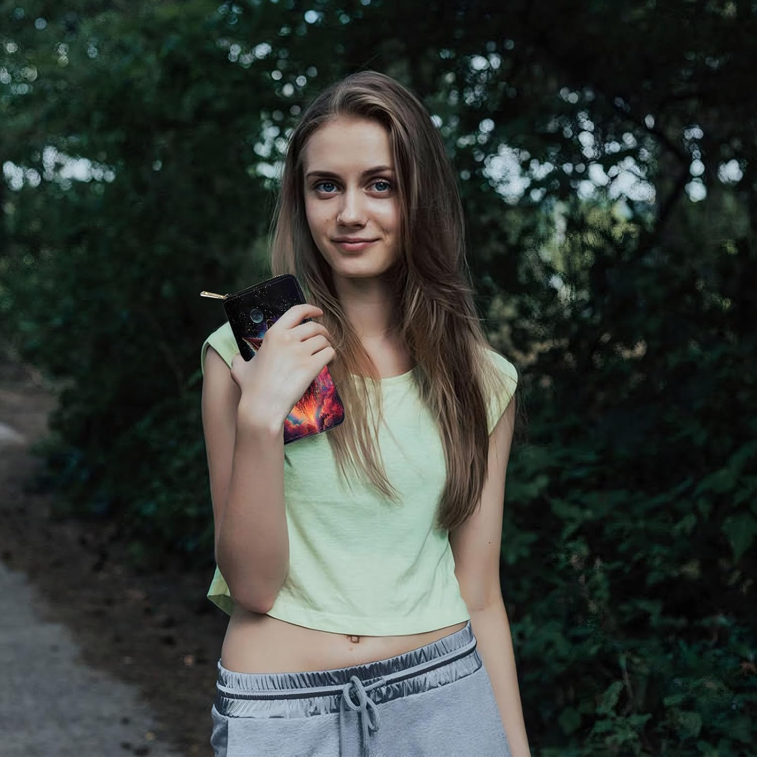 Women Wallet,RFID Blocking Leather Clutch,Large Capacity Zip Around Purse with Multiple Card Slots & Cash Compartments - Nebular Wolf - Image 5