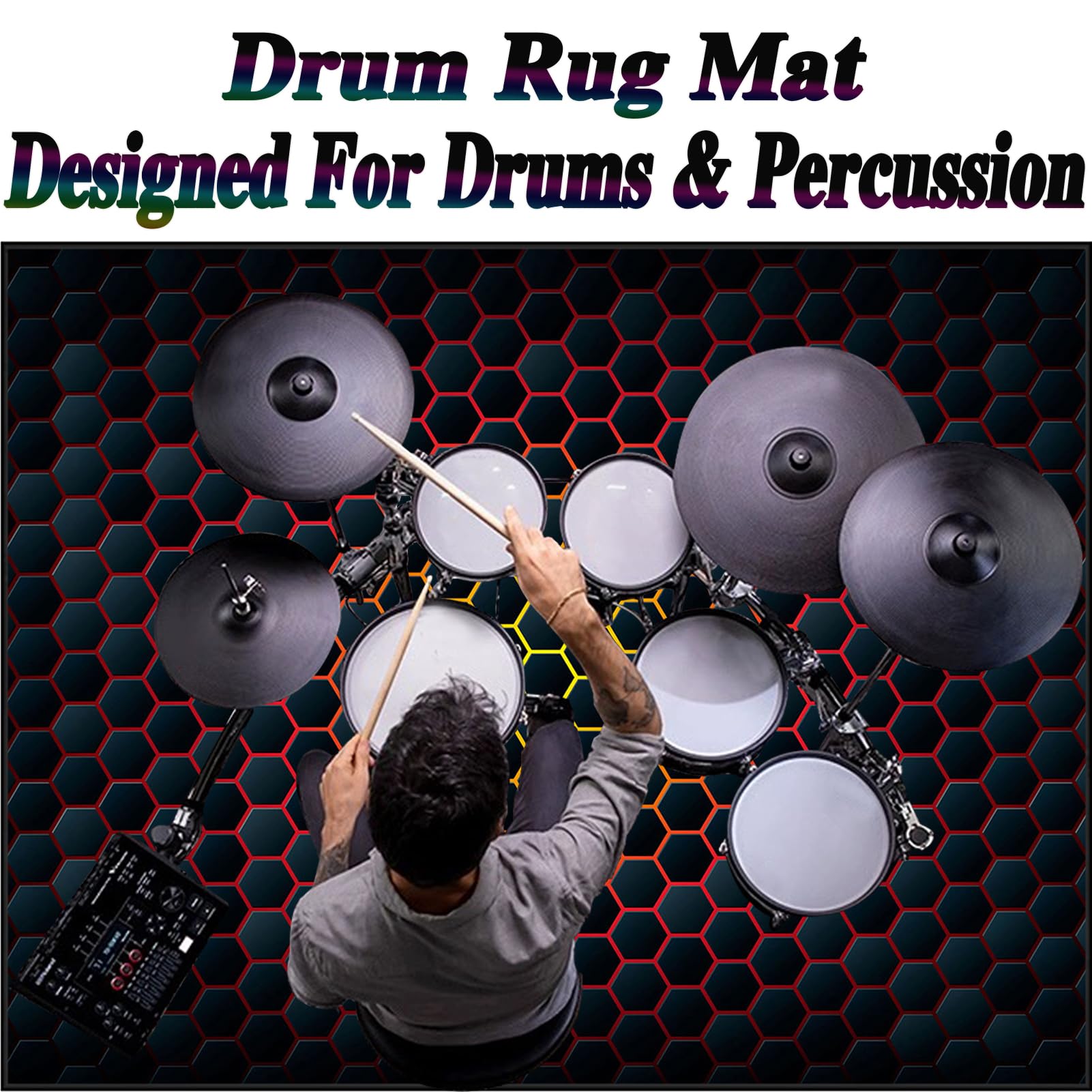 Tappetino Insonorizzato per Batteria Tappeto per Batteria Tappeto Drum Carpet per Batterie Acustica elettroniche Rullante Snare Drum Grancassa Tappeto Antiscivolo 210 x 180 cm