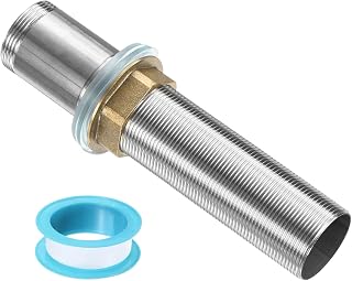 QUARKZMAN Extensión De Montaje Para Grifo De 15cm X 32mm Tubo De Acero Inoxidable Kit De Alargamiento Roscado Con Tuerca Y Arandela De Fijación Para Pie Alto Con Tuerca Y De Junta