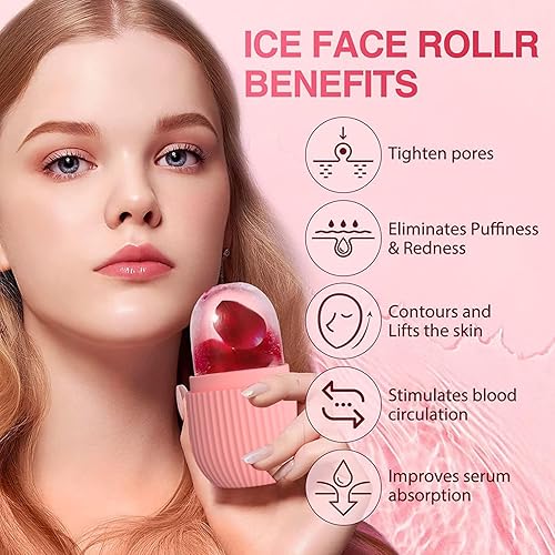 Miniatura 3 de Rodillo de hielo para cara, cubo de hielo masajeador facial (bolsas para eliminar los ojos, reducir el dolor de migraña), molde de silicona