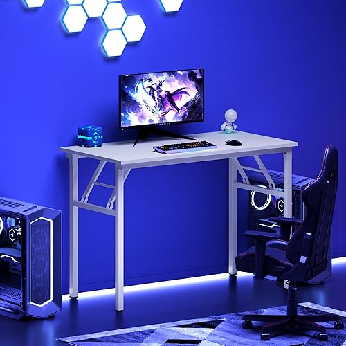 Miniatura 161 de DlandHome Escritorio plegable pequeño de 31.5 pulgadas, escritorio de computadora para oficina en casa, mesa plegable para espacios pequeños, no