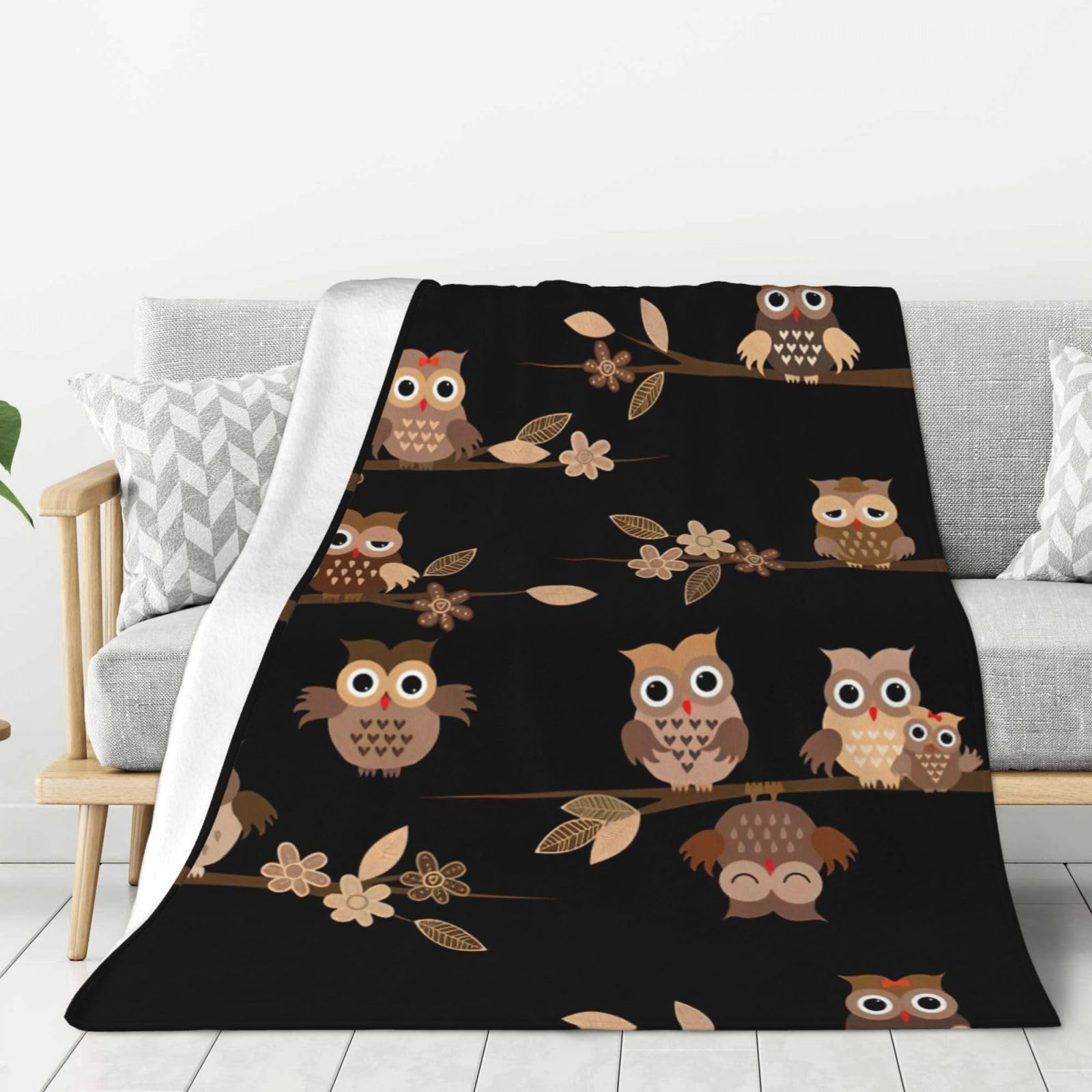 Grande couverture douce hiboux mignon le cadeau parfait pour lit