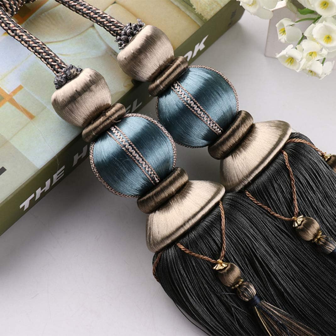 Curtain Ties for Drapes,1Pair Luxury European Tassel Tieback Elegant Double Braided Ball Drapery Holdback Home Decoration Window Treatment Accessories