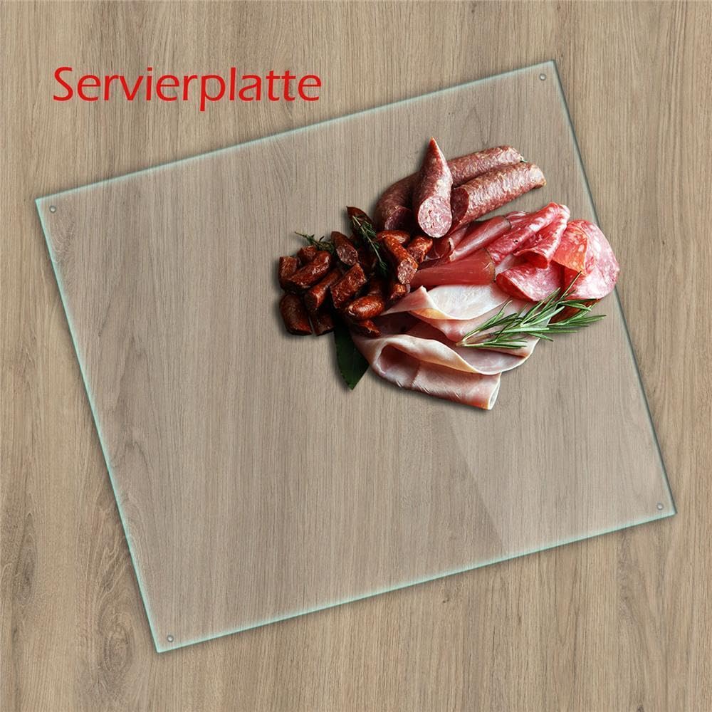 Tabla de cortar de 1 pieza, 60 x 52, transparente, protección contra salpicaduras, placa de vitrocerámica, protección de vitrocerámica, protección de vitrocerámica, vidrio de seguridad, tabla de