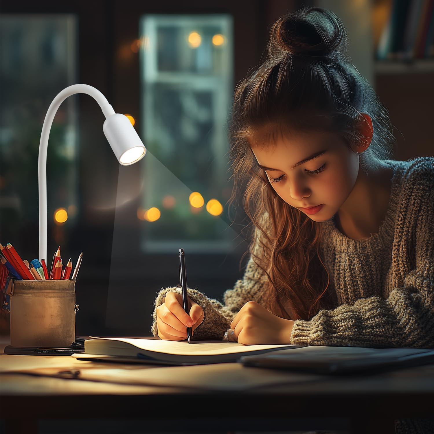 da LIGHT Leselampe Bett Klemme, LED Schreibtischlampe Klemmbar mit 3 Farbtemperaturen, Dimmbare Klemmlampe Bett, USB Tischlampe mit Kabel Weiß für Studieren Lesen Arbeiten