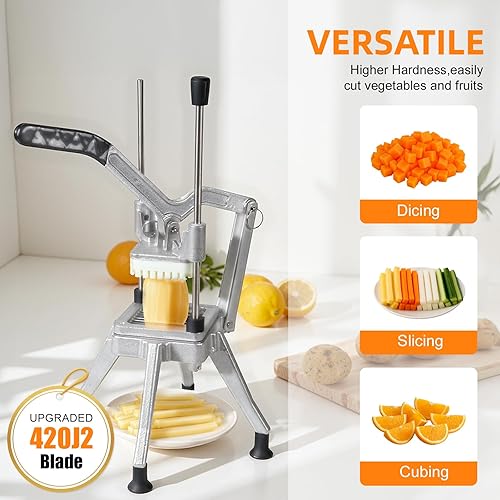 Miniatura 3 de Picador comercial de verduras, cortador de frutas profesional resistente con hoja de repuesto de 14 pulgadas, cortador de papas fritas de acero