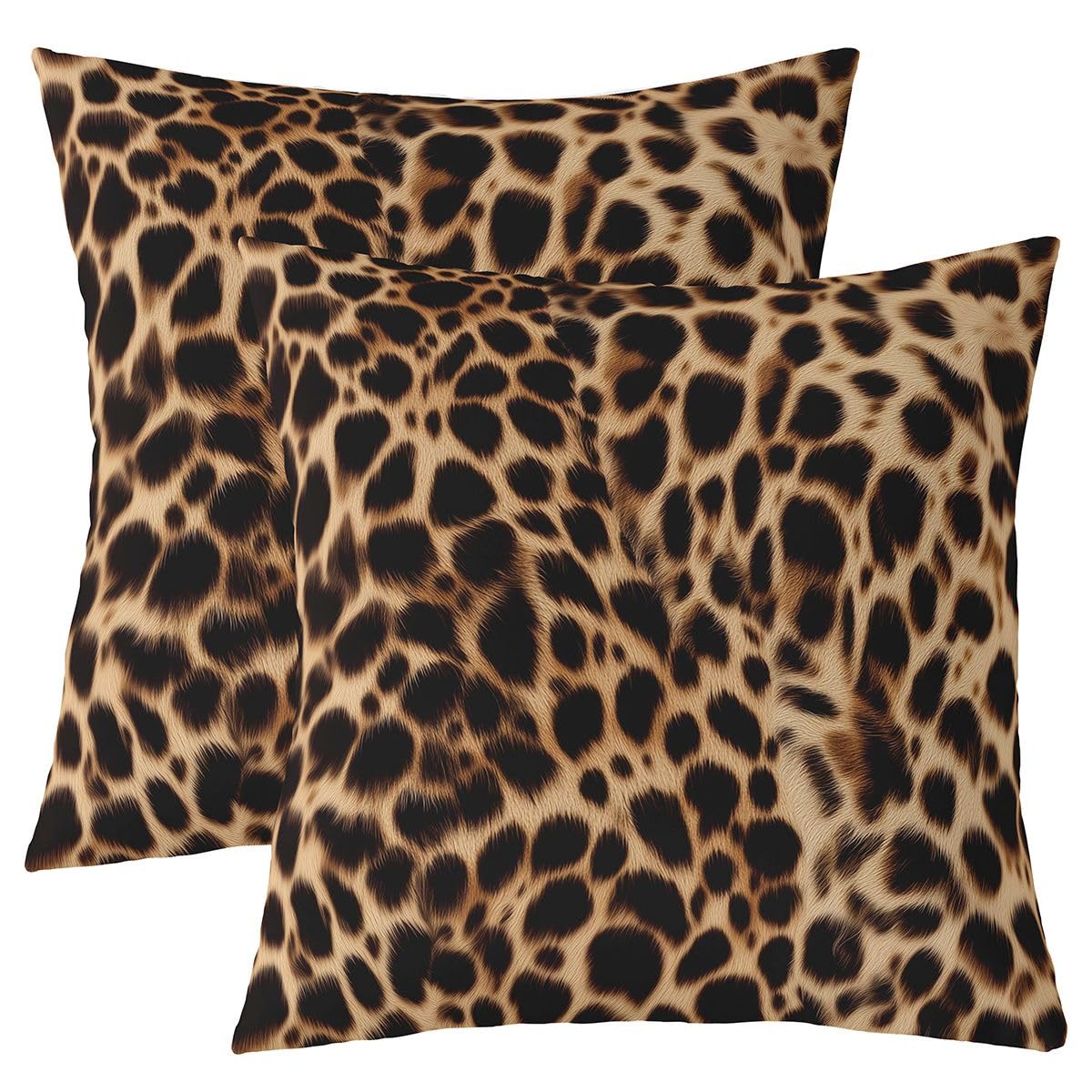 Feelyou Leopard Pillow Covers 22x22 Set of 2 Cheetah Print Decorative Throw Pillow Covers Cases Home Decor Animal Safari Cushion Case for Couch Sofa