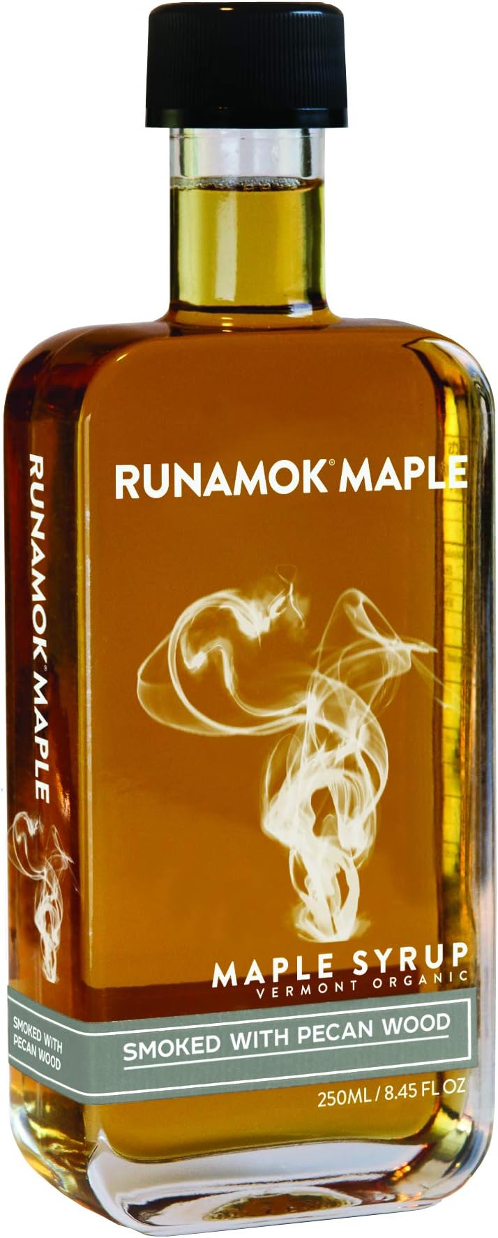Runamok Pecan Wood Smoked Maple Syrup Organic - Authentic & Real Vermont Maple Syrup | Pure Strong Flavor | Great for BBQ, Broiled Salmon, Vinaigrettes & Cocktails | 8.45 Fl Oz (250mL)