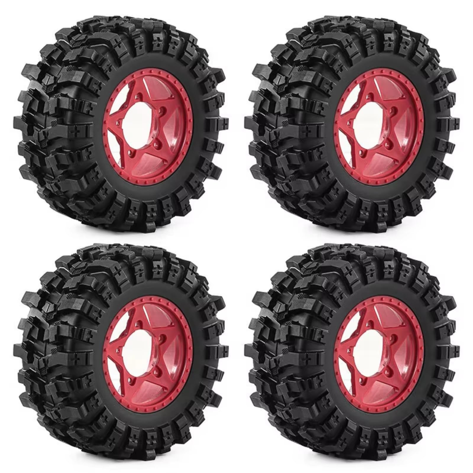 Pneumatico Ruote Per Arrma Per Senton Per Traxxas Per Slash 1/10 Accessori | Pneumatici Ruote Short Course Composto Gomma Durevole e Mozzi Esagonali Multipli Montaggio Versatile(Red)
