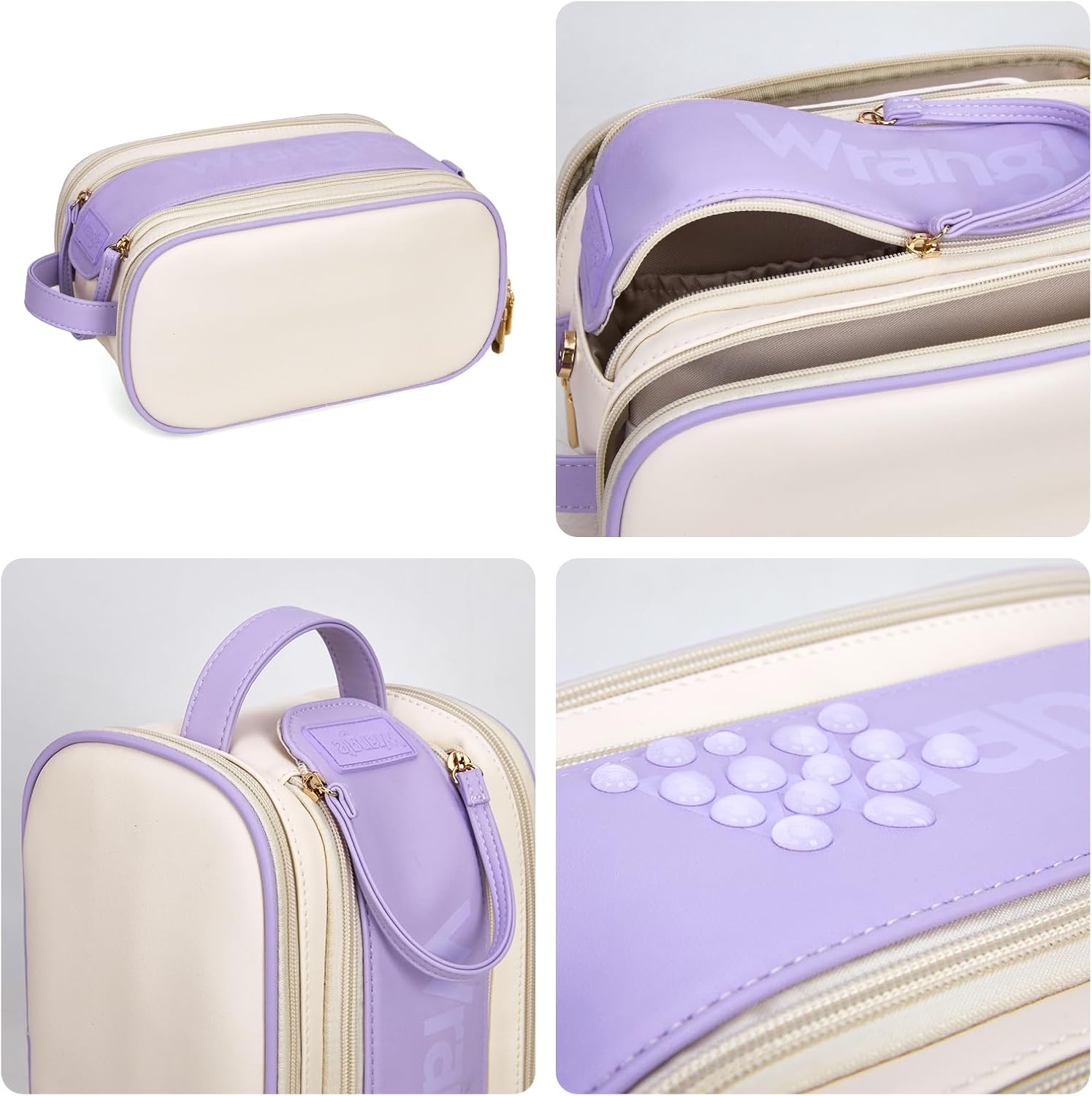 Montana West X Wrangler Large Makeup Bag Travel Toiletry Bag Portable Cosmetic Bag Make Up Organizer with Divider and Handle for Women