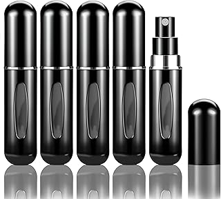 زجاجة عطر محمولة - زجاجة بخاخ صغيرة قابلة لاعادة الملء سعة 8 مل مصممة للسفر والتنقل (5 قطع)