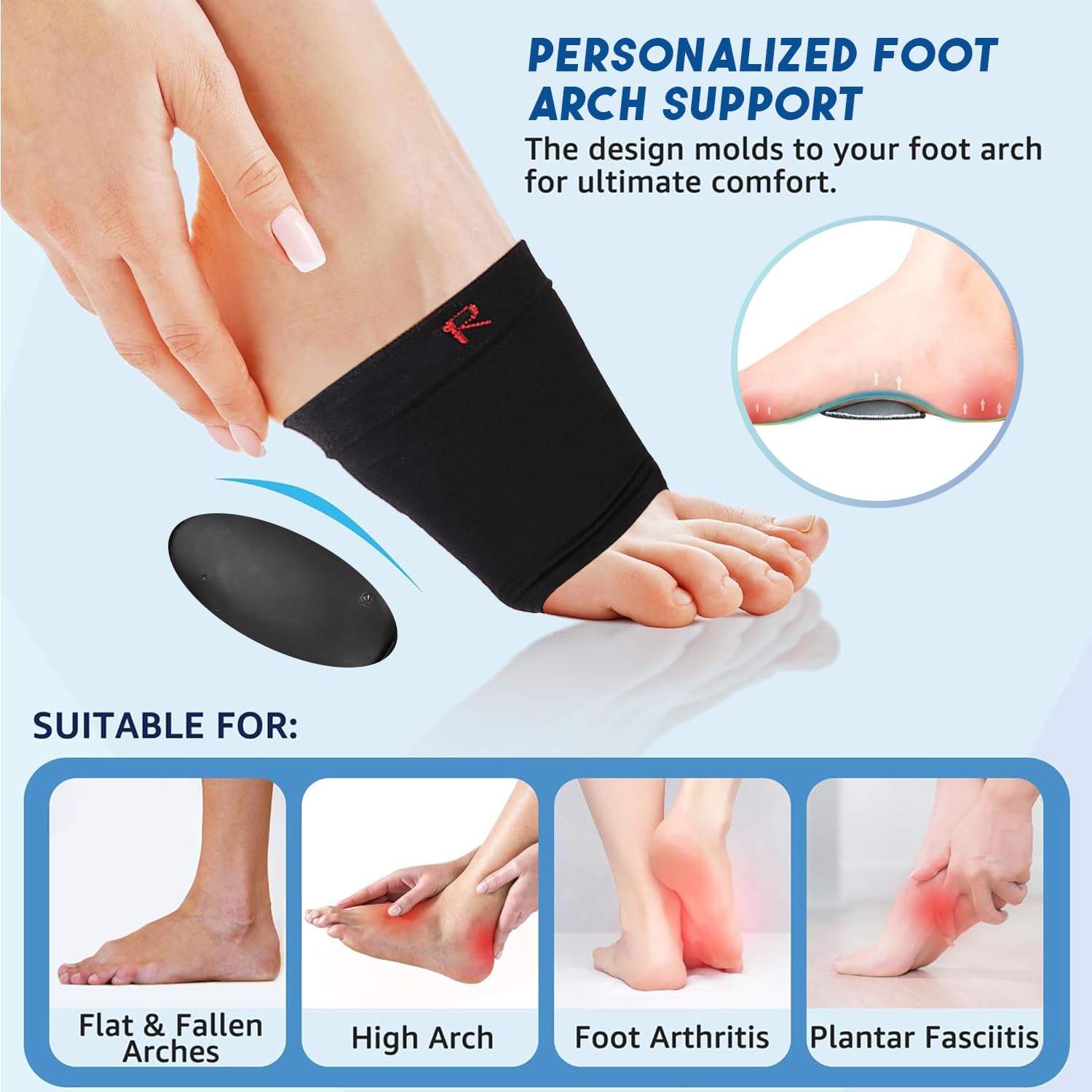 Soporte De Arco Plantillas De Zapatos Silicona Fascitis Plantar Alivio Del Pie