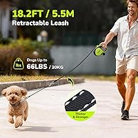 Vista 2 de Pecute Retractable Dog Leash with Chew Proof Cable - 18,2 ft Heavy Duty Retractable Pet Leash with Dispenser and Poop Bags, Anti-Slip Handle
